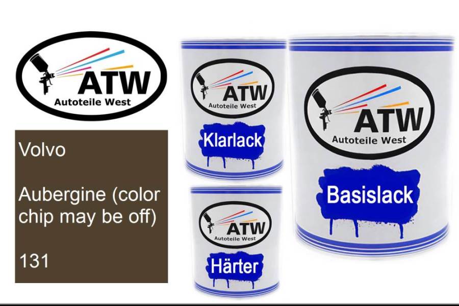 Volvo, Aubergine (color chip may be off), 131: 1L Lackdose + 1L Klarlack + 500ml Härter - Set, von ATW Autoteile West.